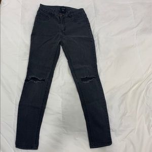 Black Jeans Ripped Knee Skinny Jeans Large